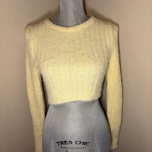 Topshop Yellow Textured Cropped Sweater Size Small UK 🇬🇧 4-6 🇺🇸
